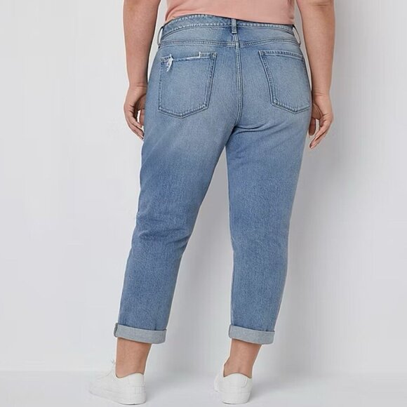 a.n.a Women's Boyfriend Jeans Plus Size 22 W Blue Mid Rise Distressed NWT $59 - Picture 2 of 16